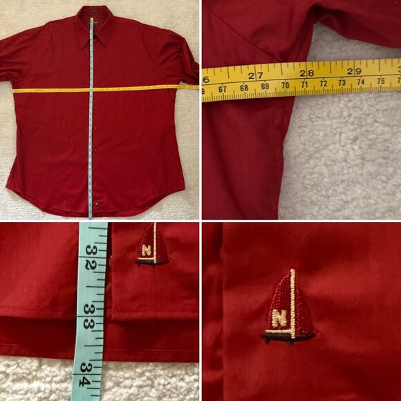 Nordstrom Mens Red Button Up Shirt Size XL Long Sleeve Cotton Vintage - Picture 6 of 9